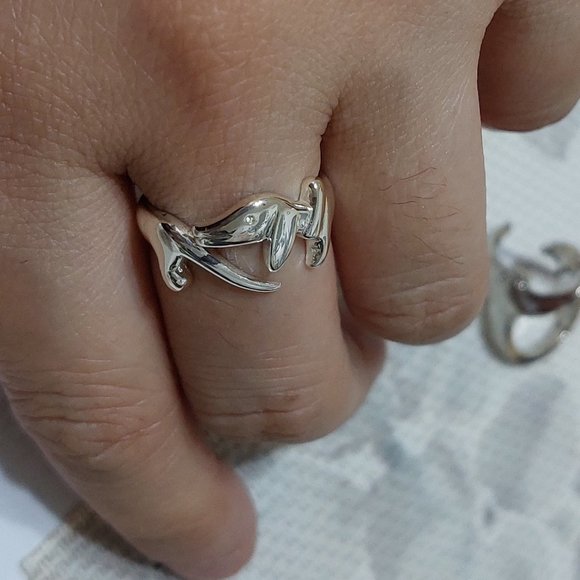 2 PIECES RING SET MOON STARS & ANIMALS ADJUSTABLE RINGS SILVER TONE - Picture 5 of 7